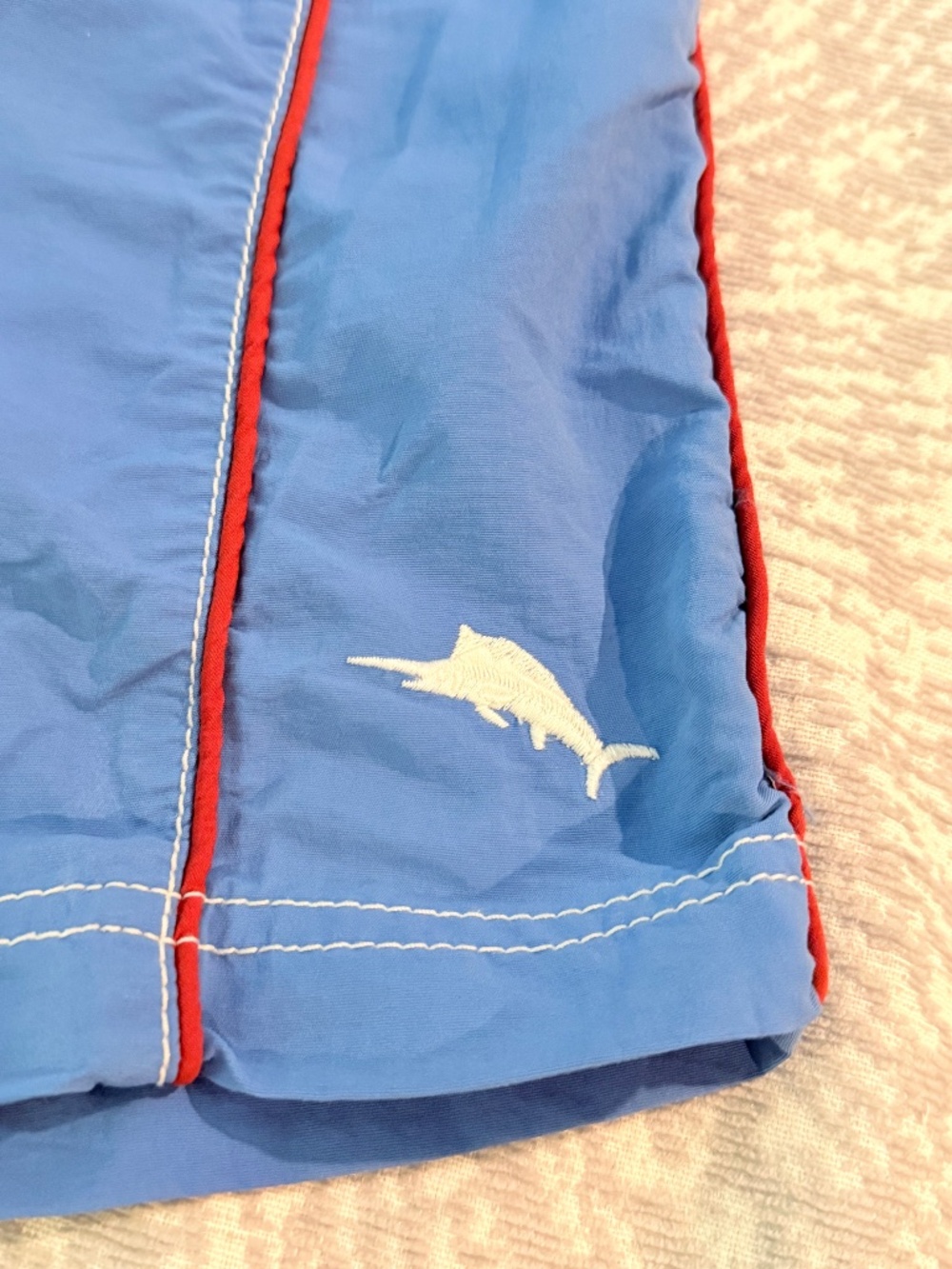 Tommy Bahama Men's Swim Trunks Blue with Red Trim - Large